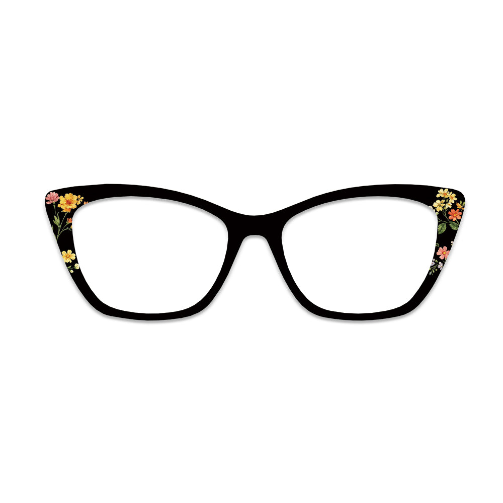 Black Corner Floral Glasses Toppers #6224625493