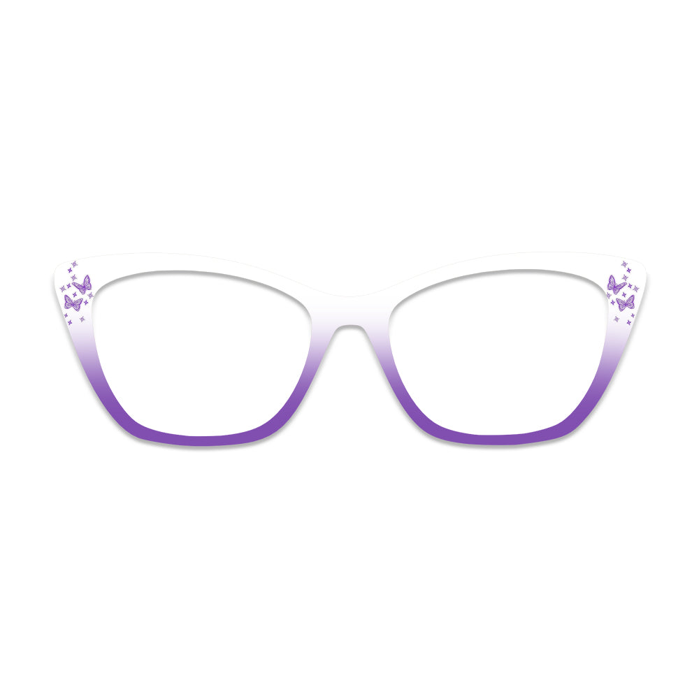 Purple White Gradient Butterfly Pattern Glasses Toppers #1385467482
