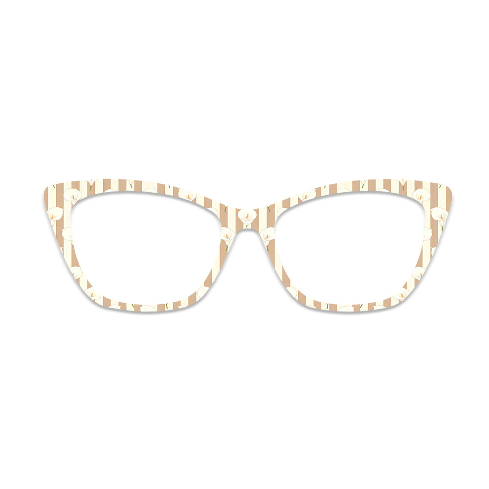 Khaki Stripe Calla Lily Pattern Glasses Toppers #8310533498