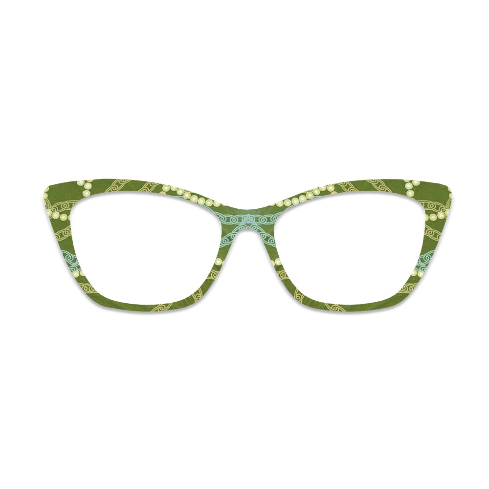 Green Pearl Vintage Pattern Glasses Toppers #3879347446