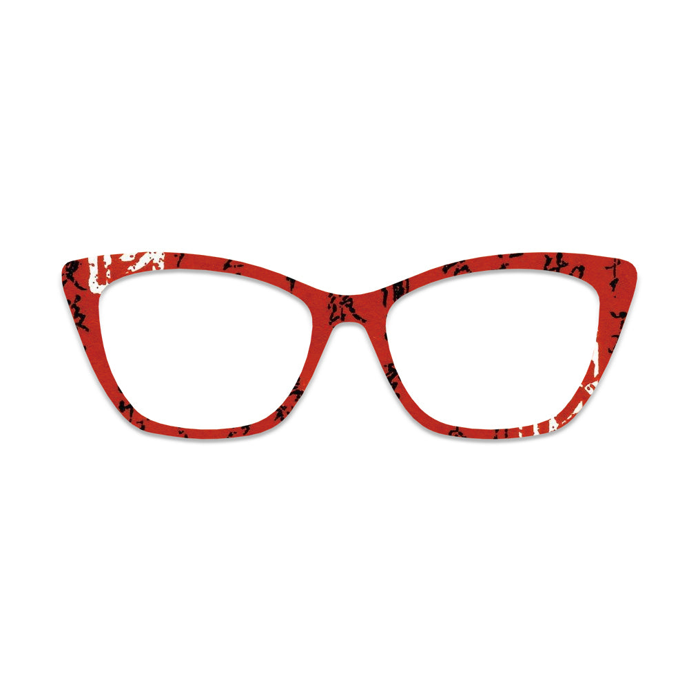 Red Background Vintage Chinese Character Glasses Toppers #2669713418