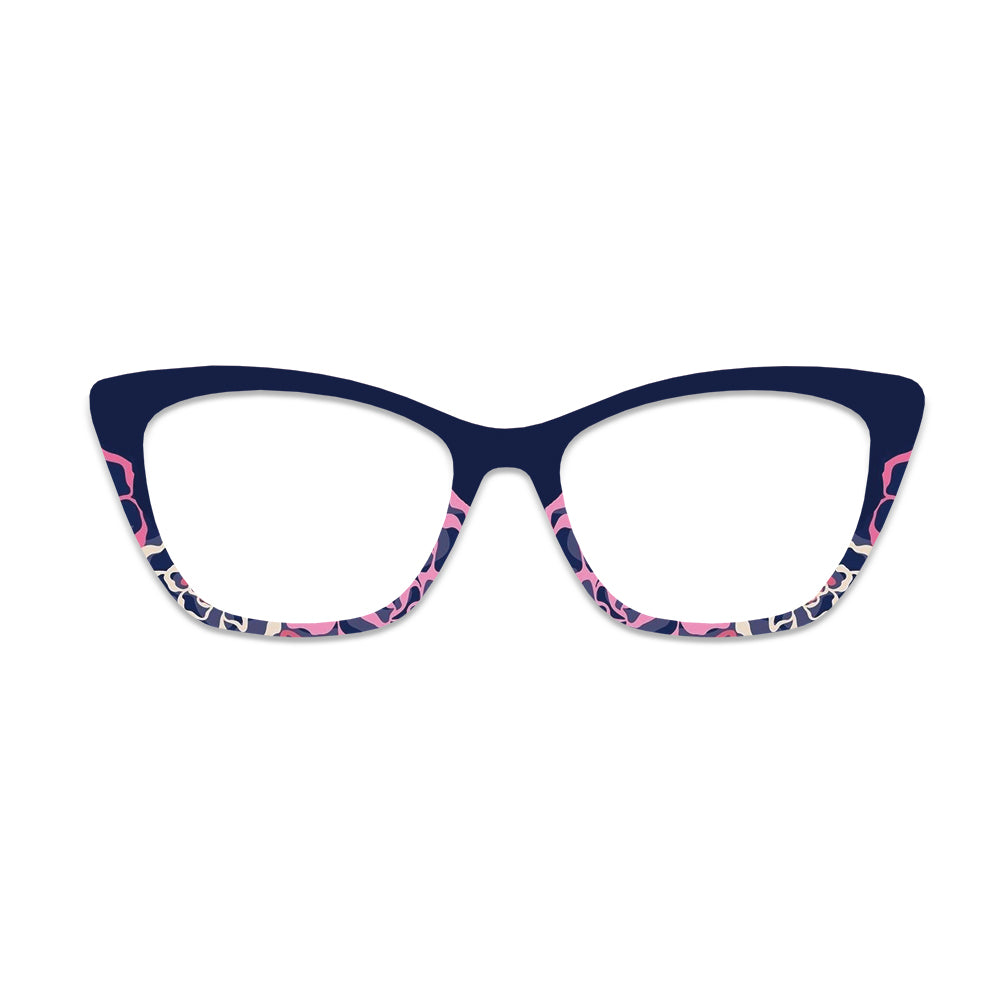 Navy Pink Leopard Print Glasses Toppers #7686831285
