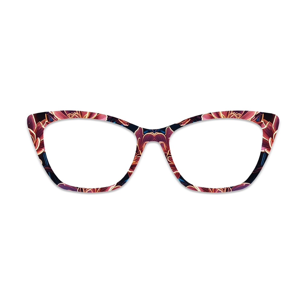 Vintage Red Tone Large Floral Glasses Toppers #7742637989