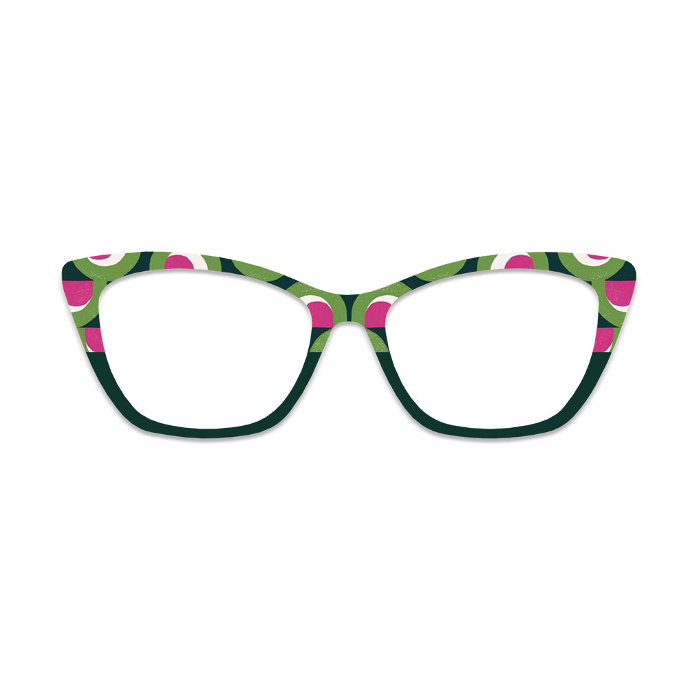 Green Pink Geometric Pattern Glasses Toppers #4532309776