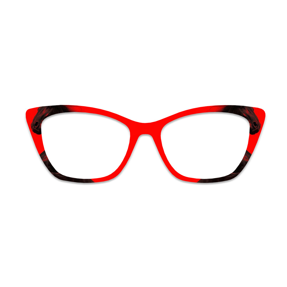 Red Background Black Horse Glasses Toppers #2676950812