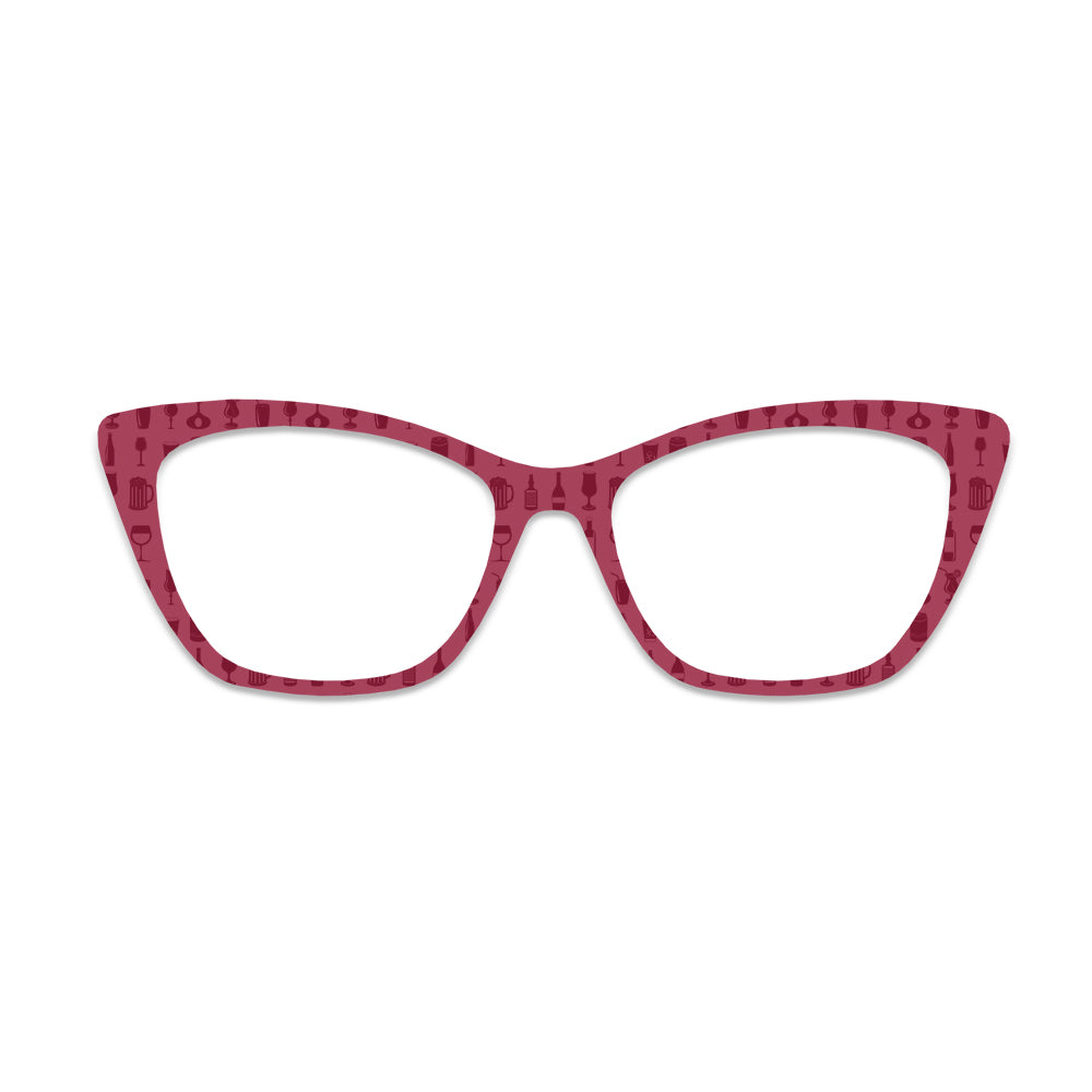 Burgundy Drink Pattern Glasses Toppers #2033720275