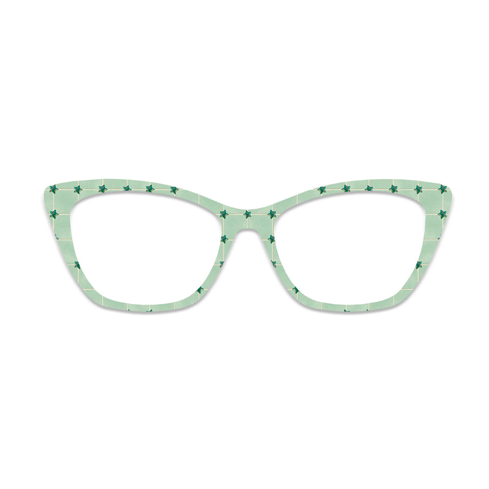 Light Green Plaid Star Glasses Toppers #2814515116