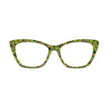 Green Vintage Floral Pattern Glasses Toppers #8367343477