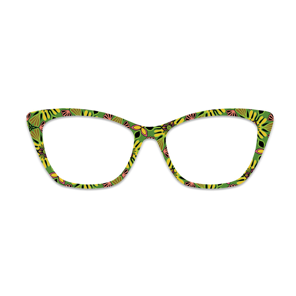Green Vintage Floral Pattern Glasses Toppers #8367343477
