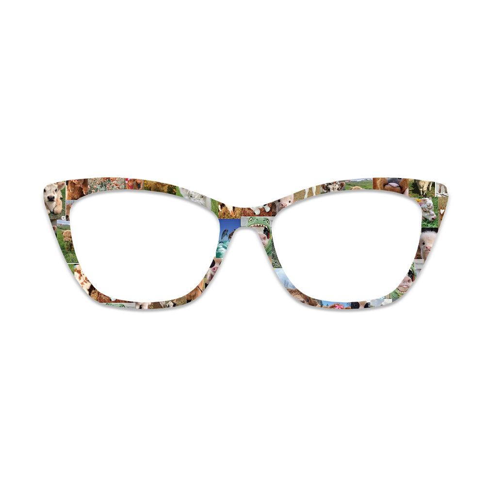 Farm Animal Collage Pattern Glasses Toppers #8736990221
