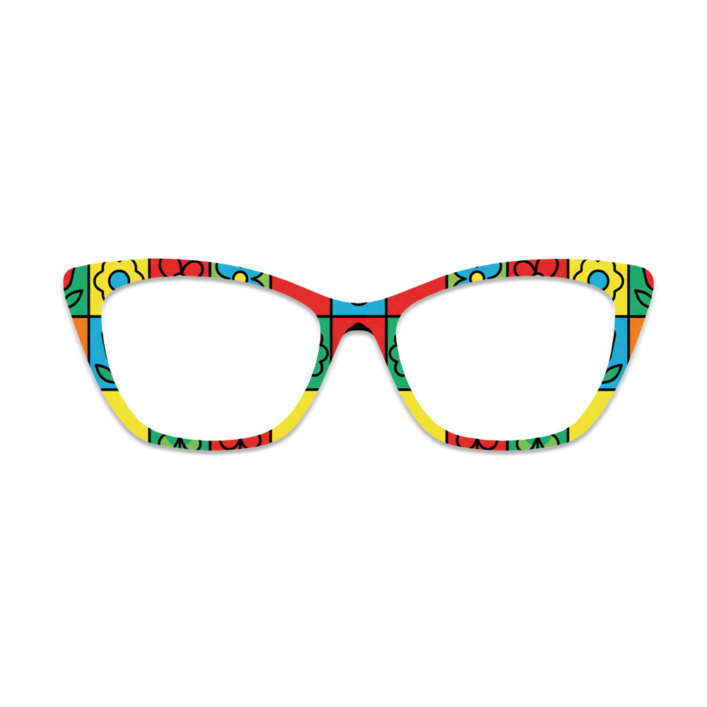 Pop Art Tile Pattern Glasses Toppers #8743164119