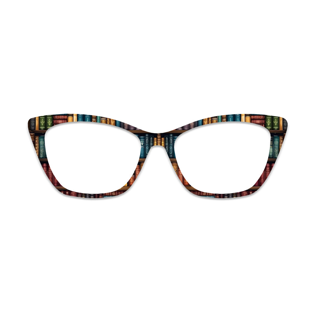 Vintage Bookshelf Pattern Glasses Toppers #8985235016