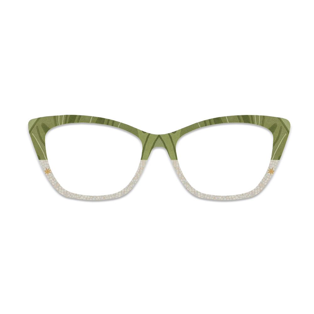 Green Plant Crackle Glasses Toppers #1382504283