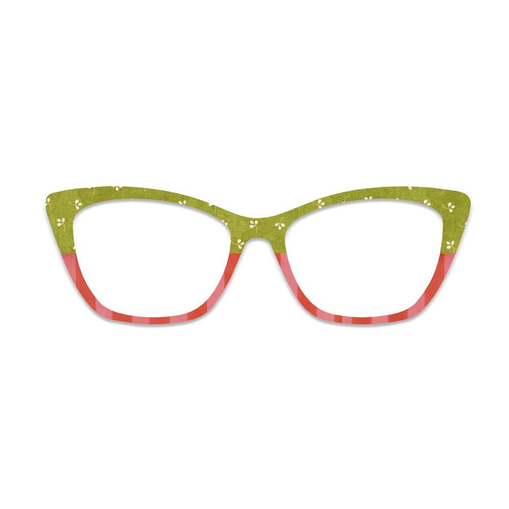 Green Small Flower Red Stripe Glasses Toppers #1505455271