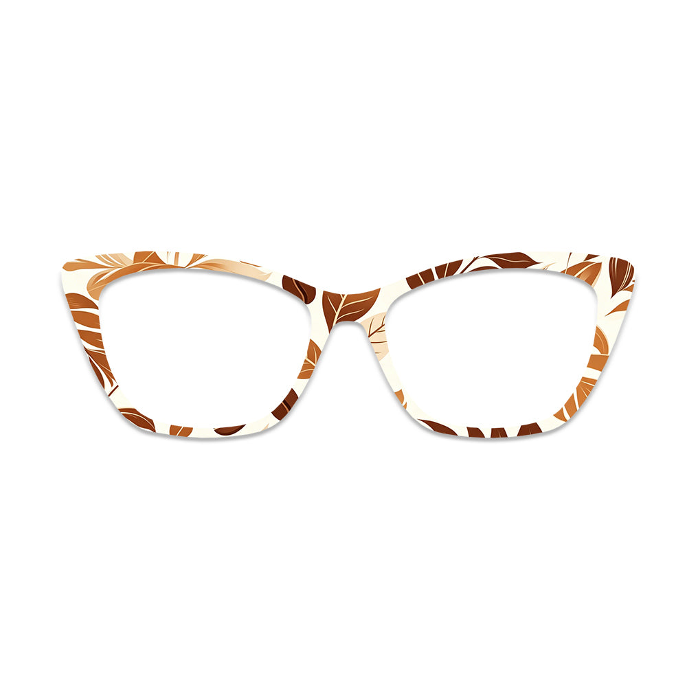 Cream Brown Leaf Glasses Toppers #6285773481