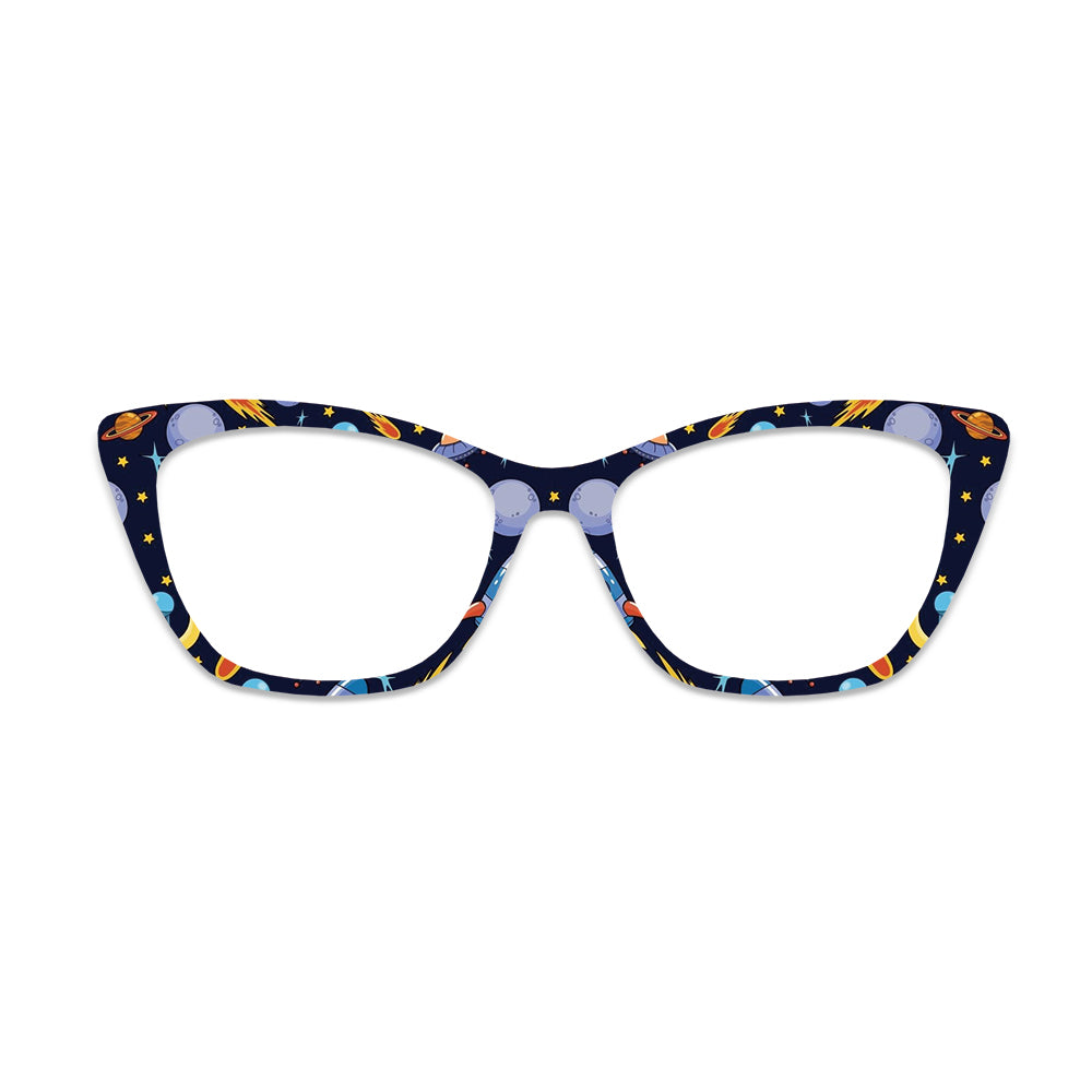 Dark Blue Space Planet Rocket Cartoon Glasses Toppers #7980152113