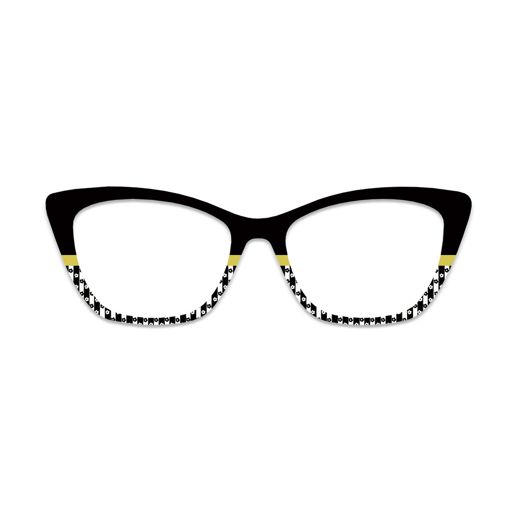 Black Gold Diagonal Stripe Glasses Toppers #1942547769