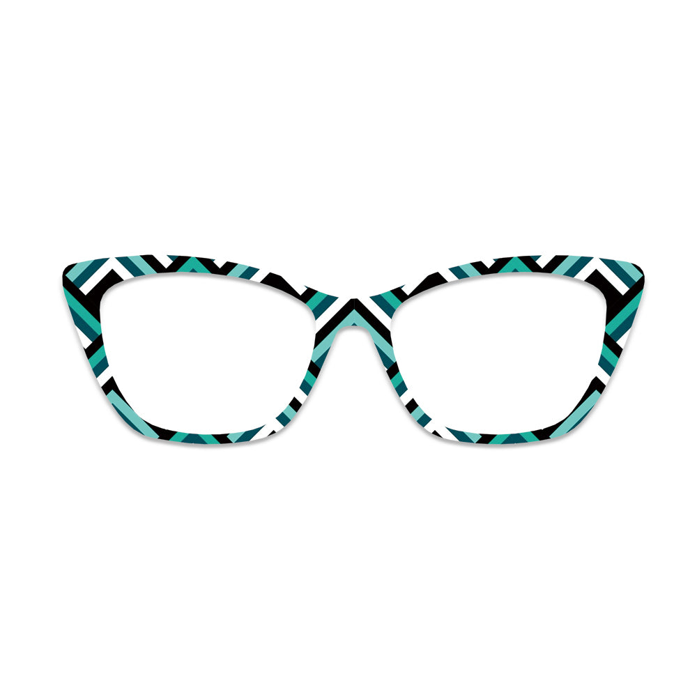 Teal Zigzag Geometric Glasses Toppers #7660246601