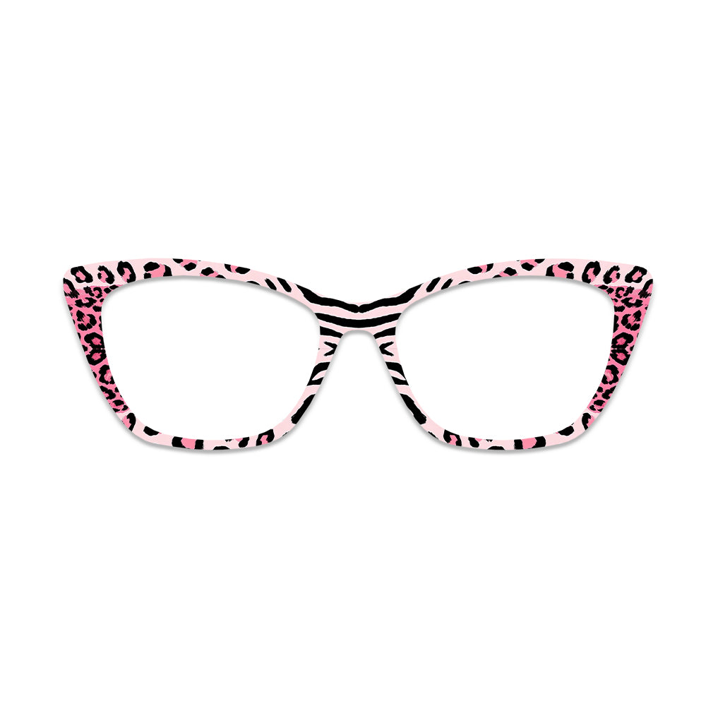 Pink Zebra Leopard Pattern Glasses Toppers #9062591680