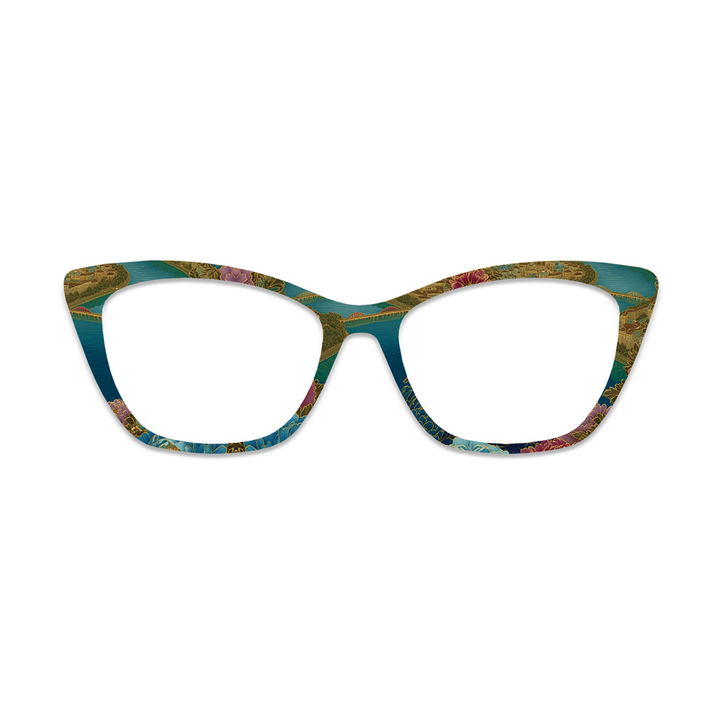 Oriental Landscape Floral Pattern Glasses Toppers #9065056114