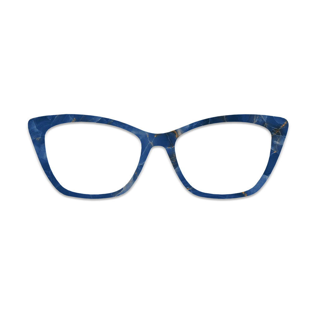 Blue Gold Marble Pattern Glasses Toppers #9115154300