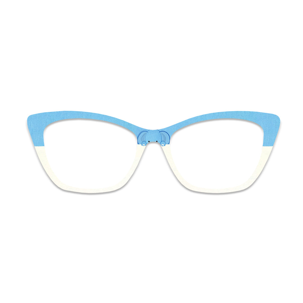 Blue White Cartoon Elephant Glasses Toppers #1627802942