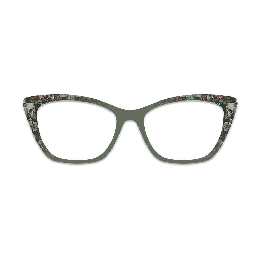 Gothic Skull Rose Pattern Glasses Toppers #9205300805