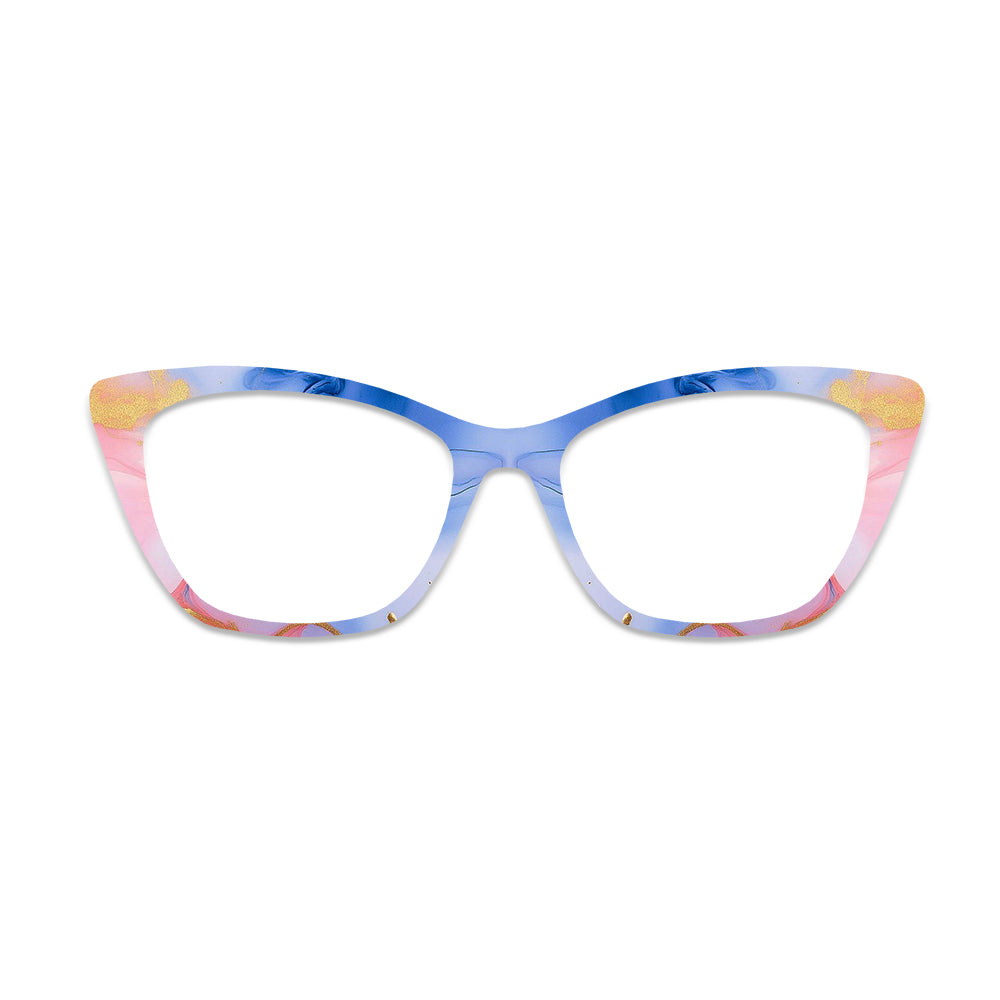 Pink Blue Marble Pattern Glasses Toppers #9246822690