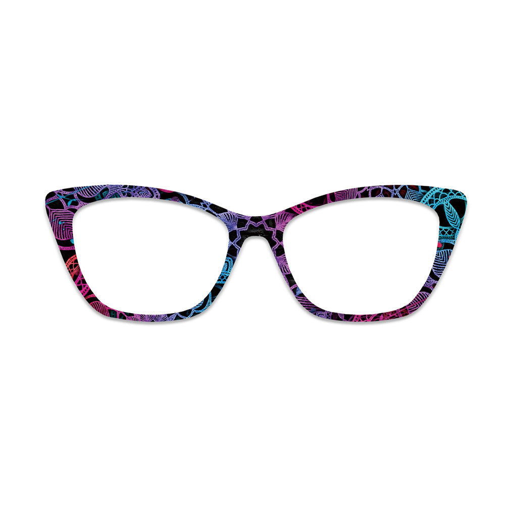 Neon Mandala Lace Pattern Glasses Toppers #9250961900