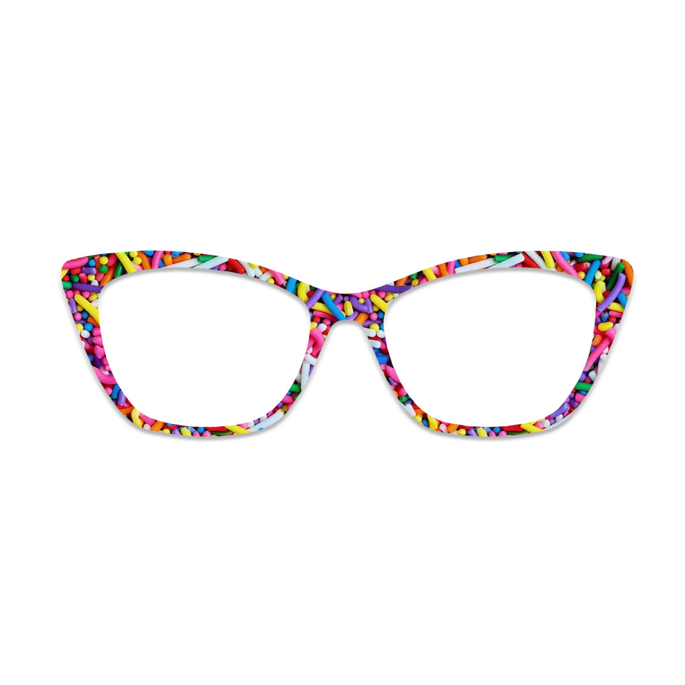 Rainbow Sprinkles Pattern Glasses Toppers #9375945989