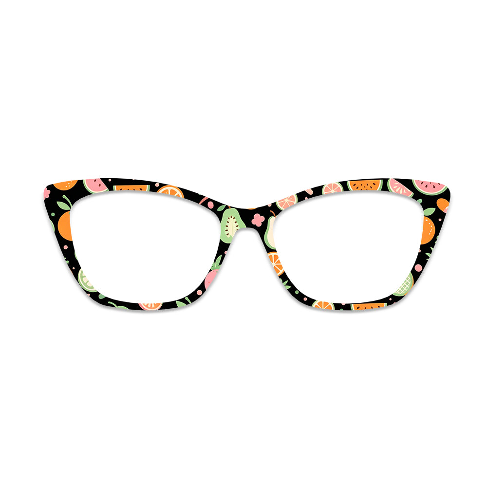 Black Base Colorful Summer Fruit All Over Print Glasses Toppers #7942946916
