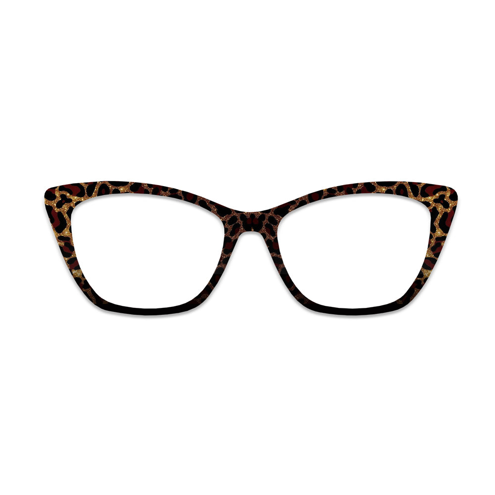Glitter Leopard Print Pattern Glasses Toppers #9659020217