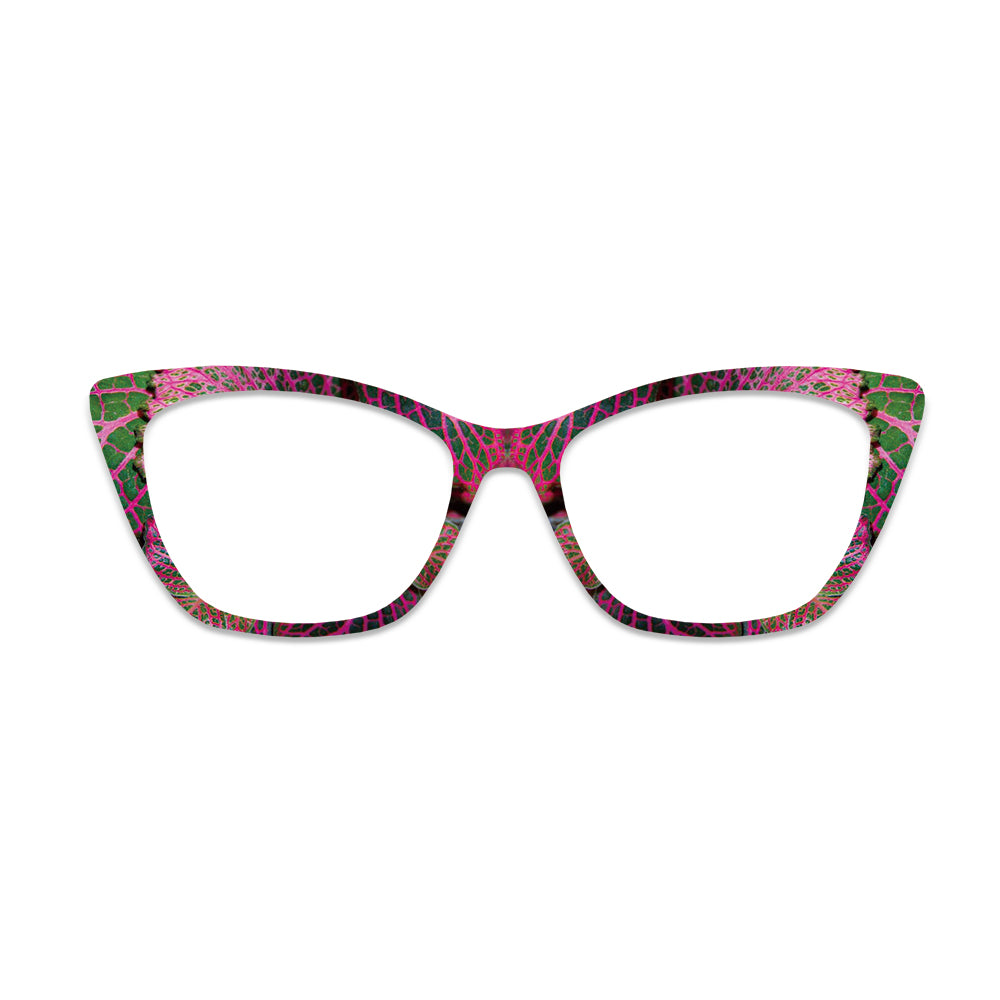 Pink Leaf Vein Pattern Glasses Toppers #9660563383