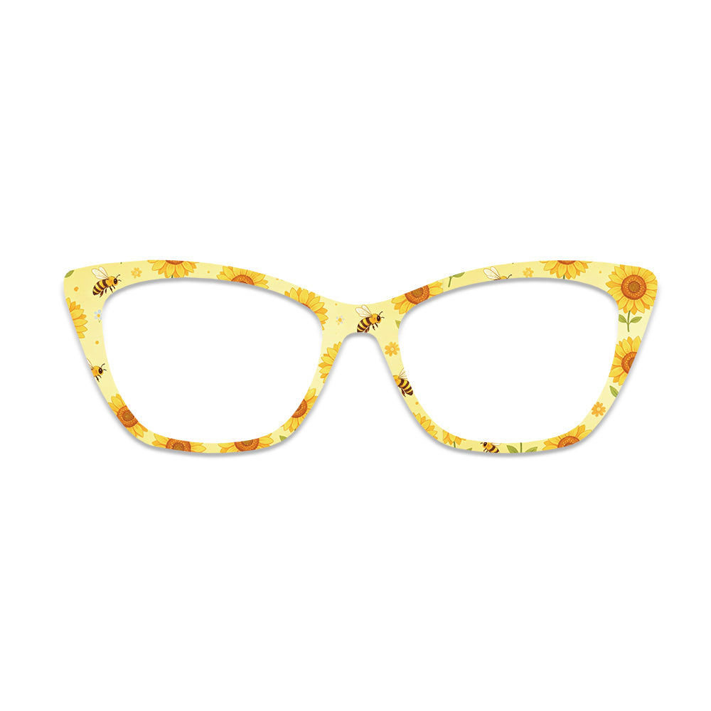 Sunflower Bee Pattern Glasses Toppers #9694198686