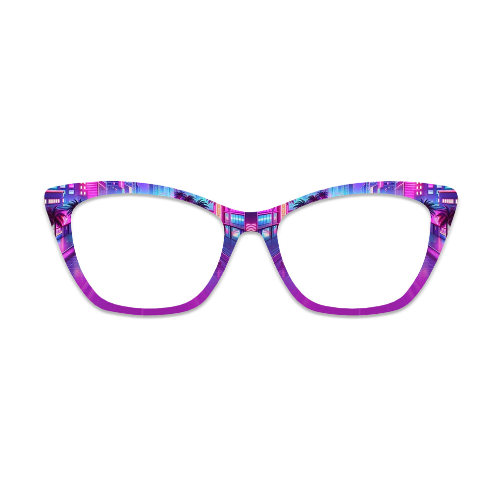 Neon Cityscape Pattern Glasses Toppers #9773354532