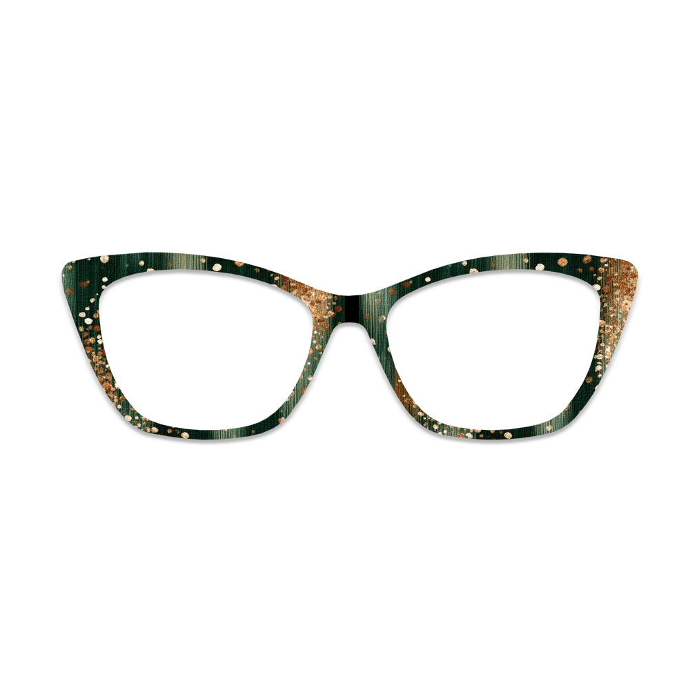 Emerald Gold Splatter Pattern Glasses Toppers #9864259139