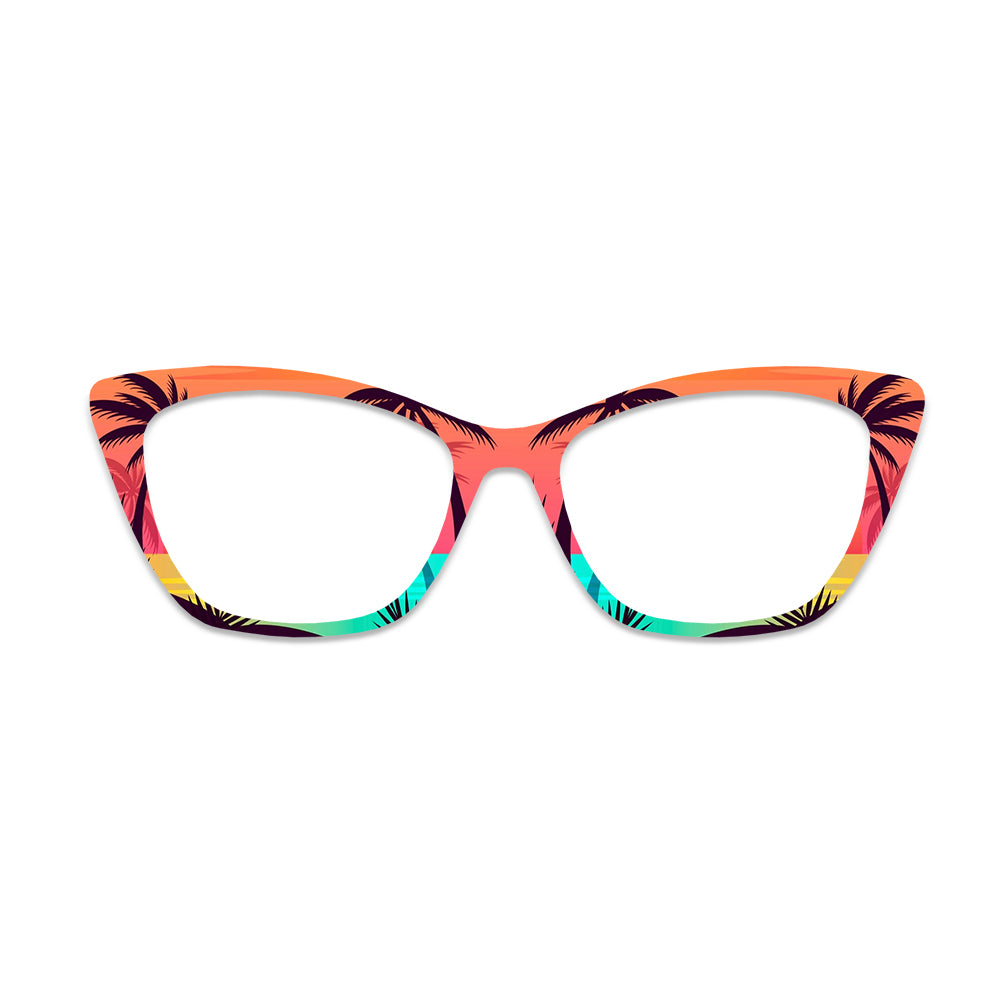 Tropical Sunset Palm Pattern Glasses Toppers #9885346658