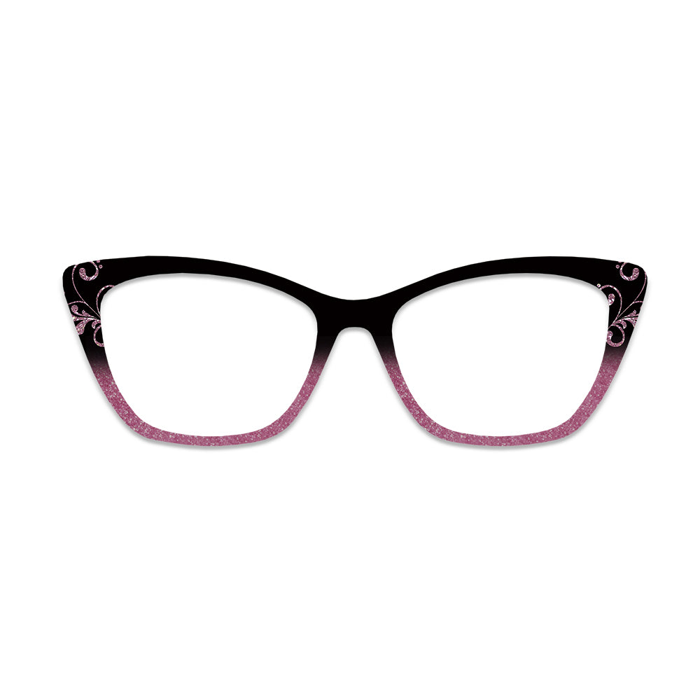 Pink Glitter Swirl Pattern Glasses Toppers #9964266769