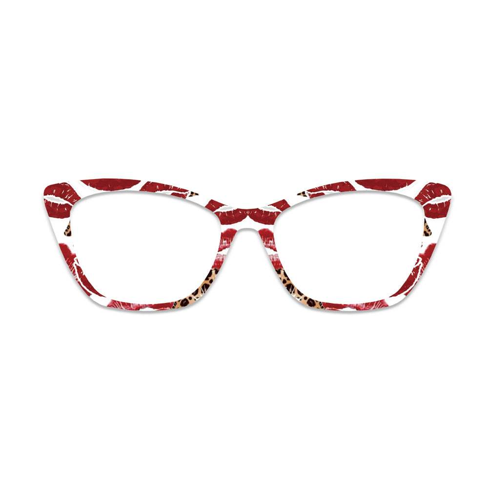 Lip Kiss Leopard Print Pattern Glasses Toppers #9992835012