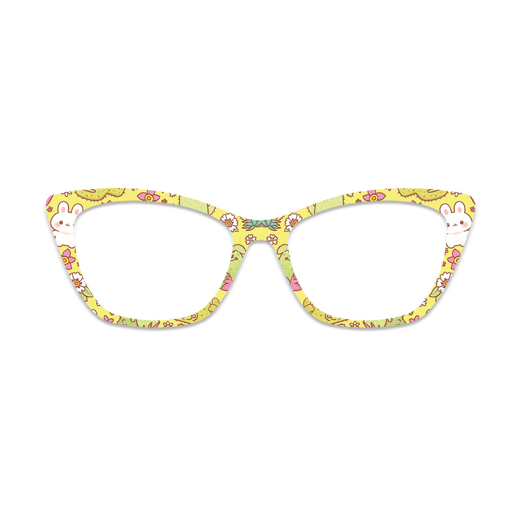 Yellow Bunny Floral Glasses Toppers #1234029546
