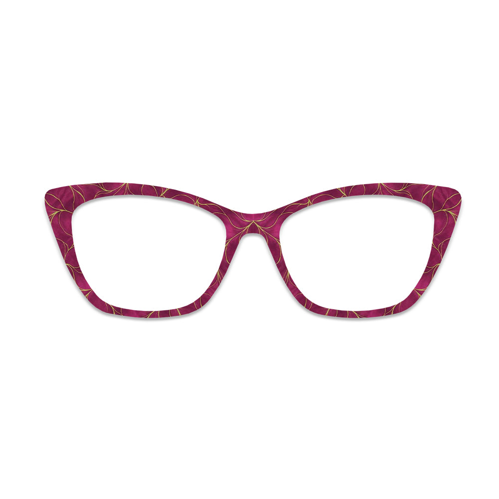 Burgundy Gold Line Leaf Glasses Toppers #7681957044