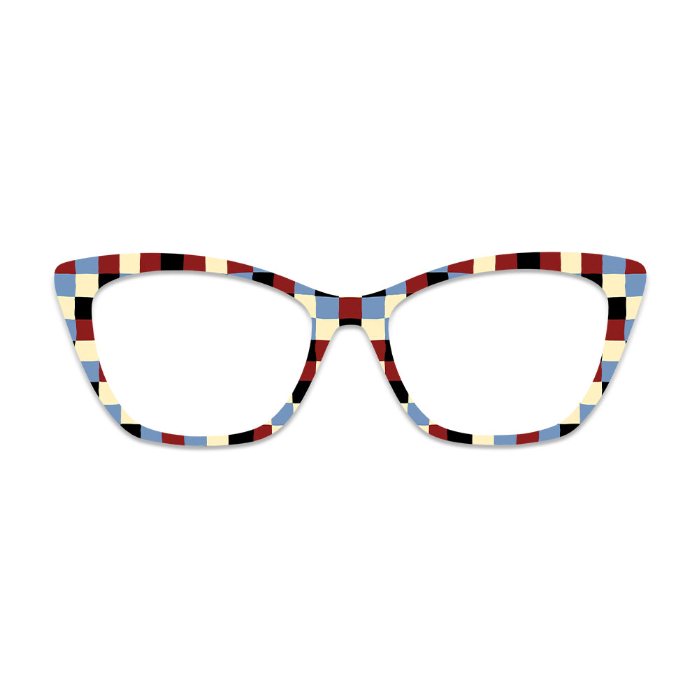Retro Color Checkerboard Pattern Glasses Toppers #6872312648