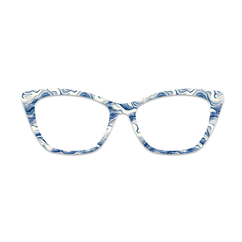 Blue White Wave Glasses Toppers #1351567699