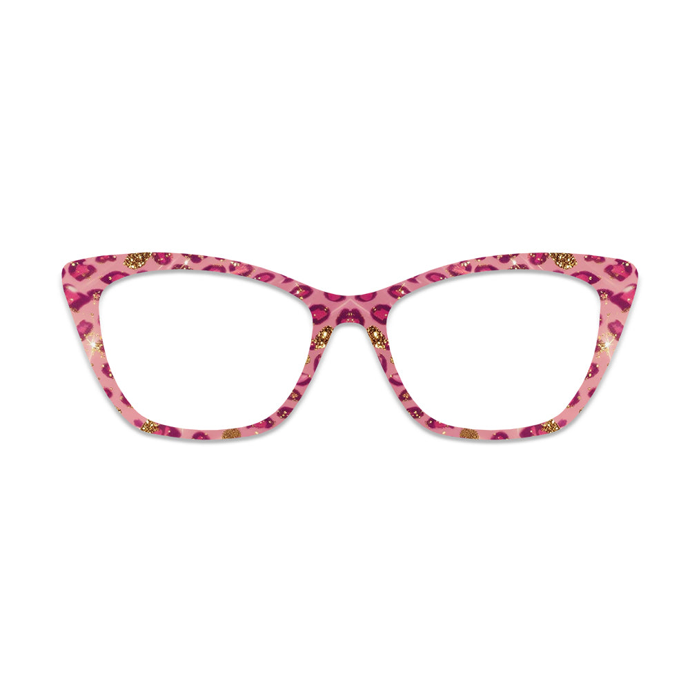 Pink Glitter Leopard Glasses Toppers #4391109725