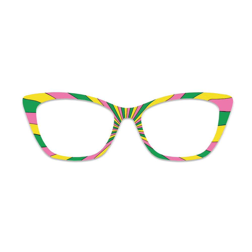 Pink Green Yellow Radiant Stripe Glasses Toppers #8363500798