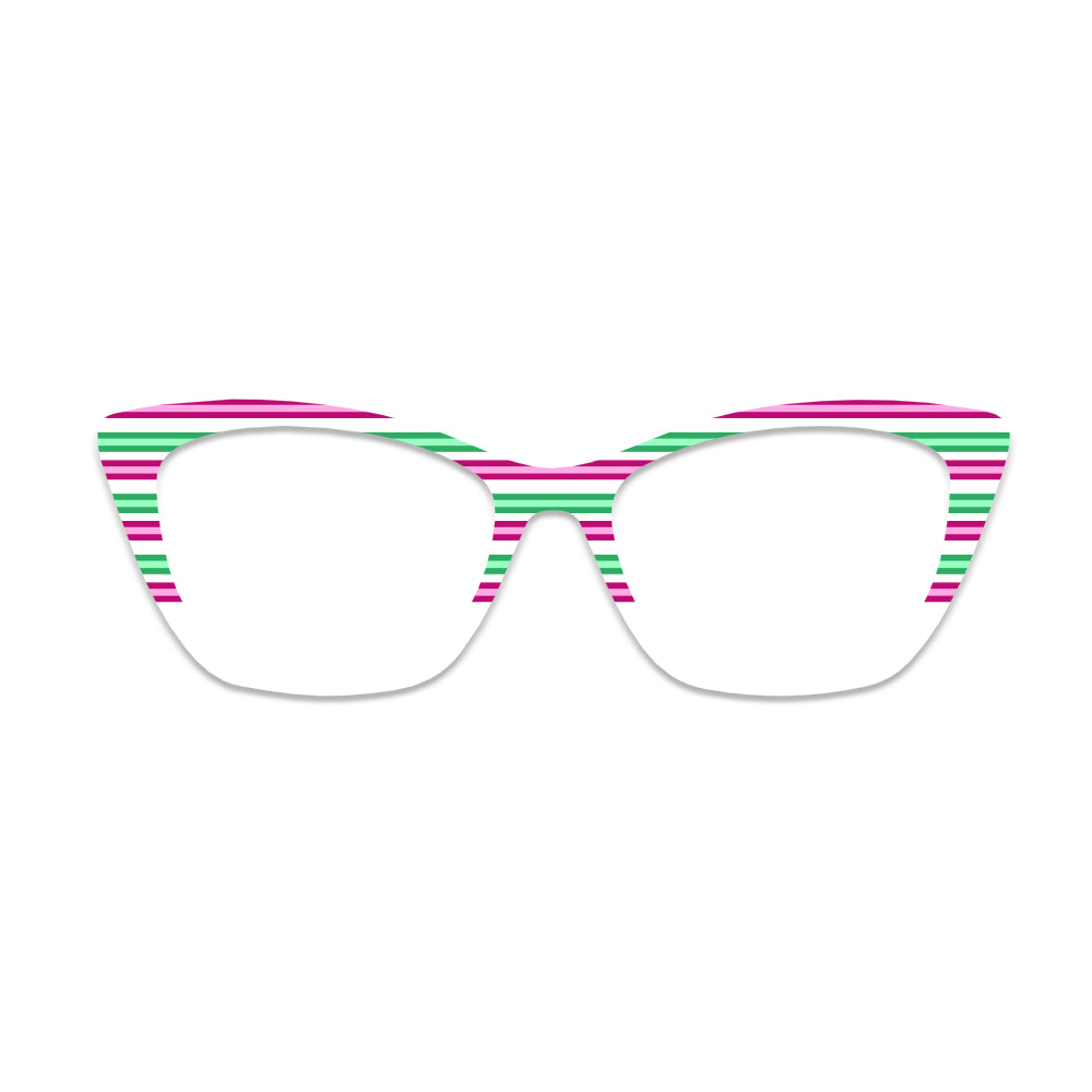 Pink Green Stripe Glasses Toppers #2253598828