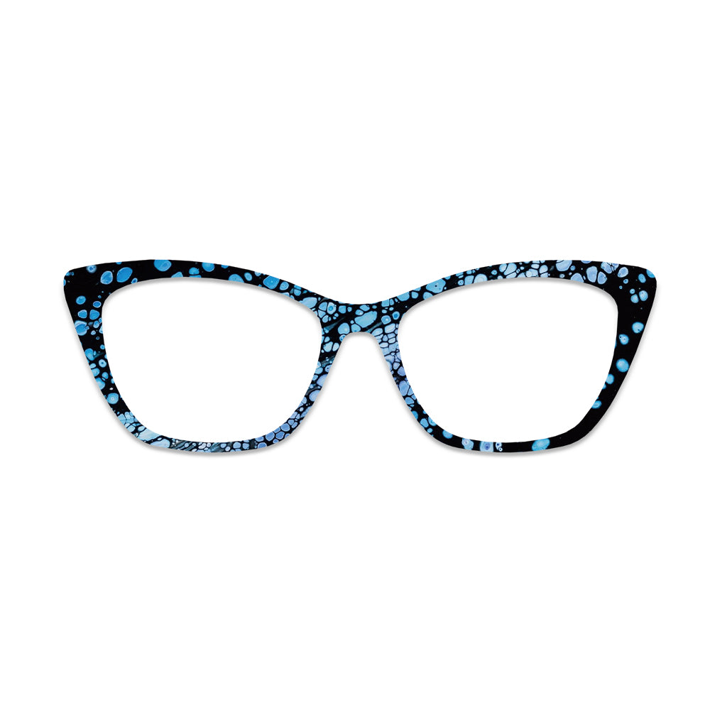 Black Base Blue Splatter Glasses Toppers #3850347598