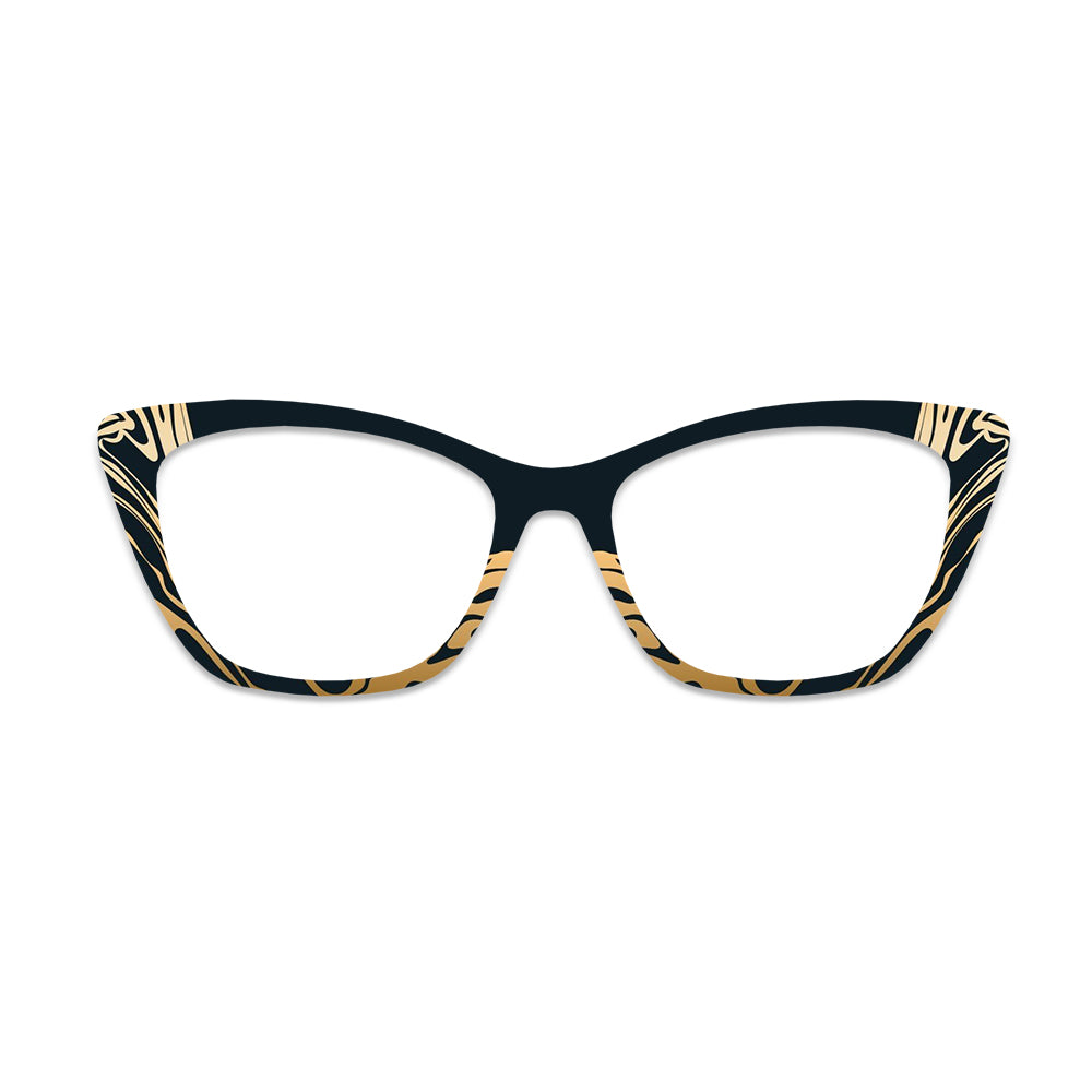 Black Gold Fluid Pattern Glasses Toppers #7386967810