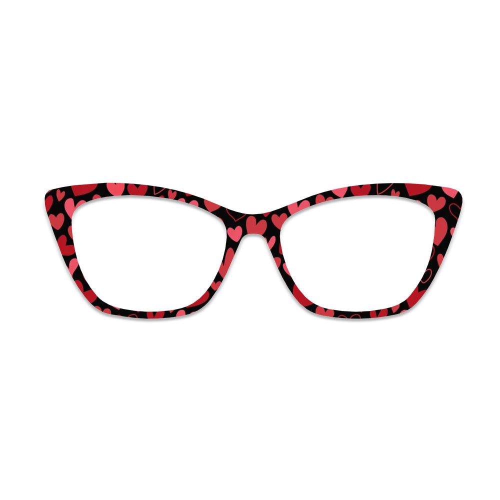 Black Base Red Heart All Over Print Glasses Toppers #7781736669