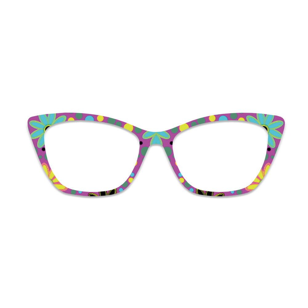 Purple Background Colorful Flower Polka Dot Glasses Toppers #4279515581